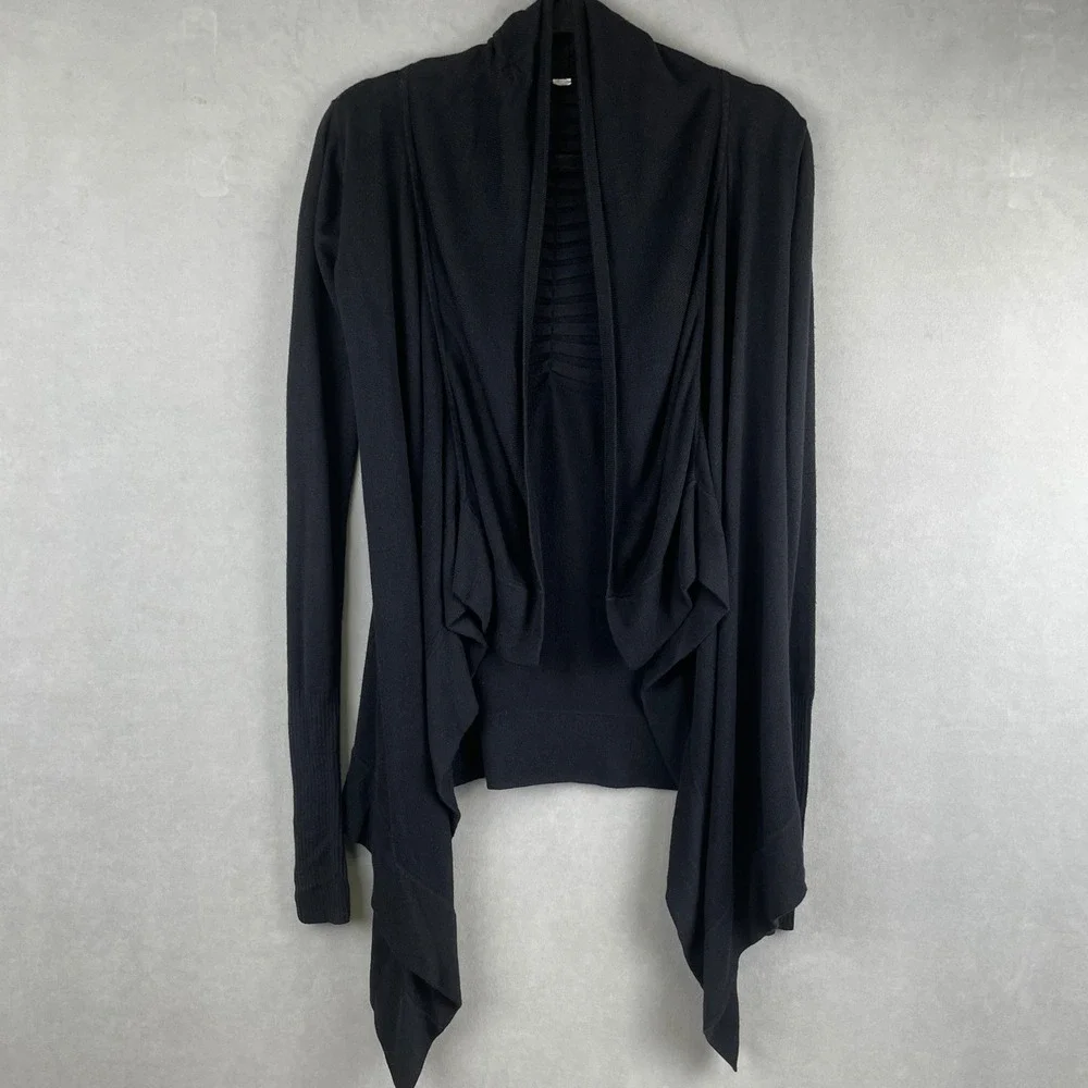Lululemon Live Healthy‎ Wrap Draped Open Front Cashmere Cardigan Ruched Back XS